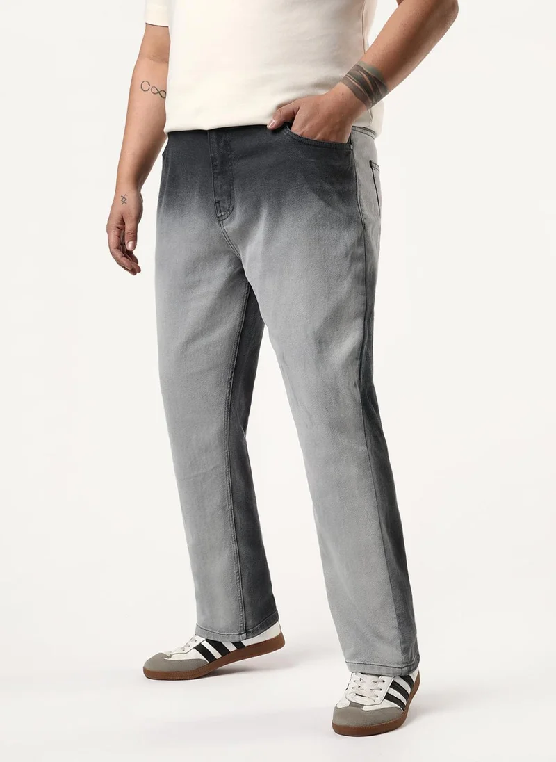 Urbano Fashion  Urbano Plus Men's Dark Grey Straight Fit Heavy Washed Faded Denim Jeans Stretchable for Men | Best Price UAE